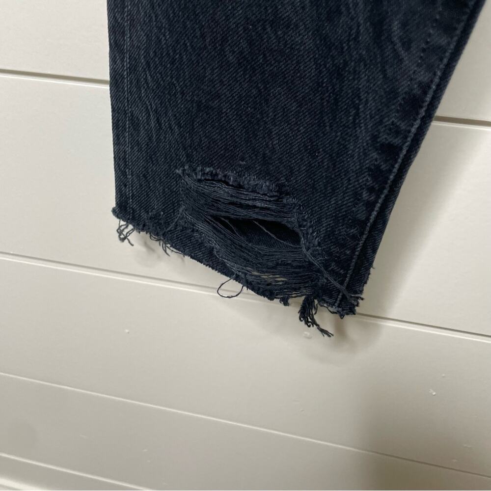 AGOLDE Jamie Classic High Rise Distressed Button Fly Jeans Black Plume Size 25 - Picture 5 of 10